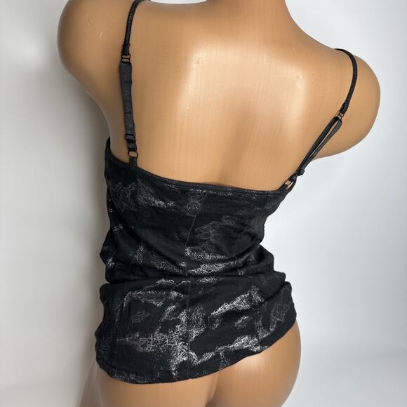 Guess Black Metallic Bustier Tank Top M Y2K Coquette Glam Grunge Vampy Soft Goth - Picture 2 of 13